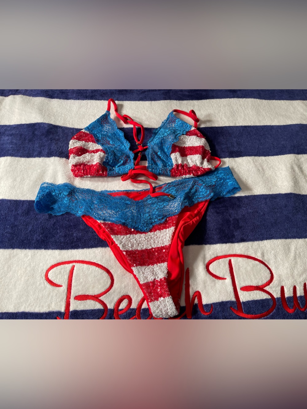 4th of July beach bunny bikini DD top, XL bottoms - Picture 3 of 12